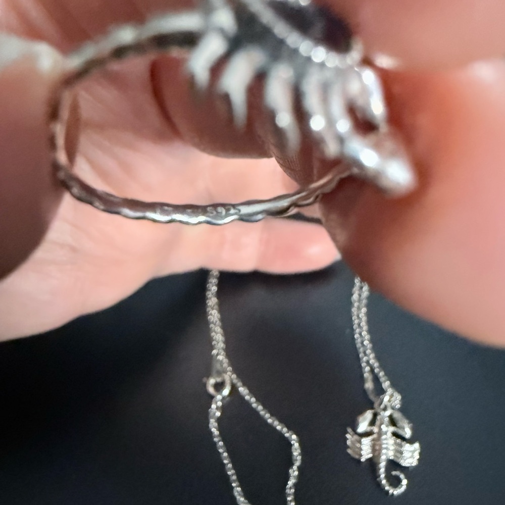 Silver Scorpion Pendant Necklace and Ring Set - Women Jewelry - Picture 4 of 4